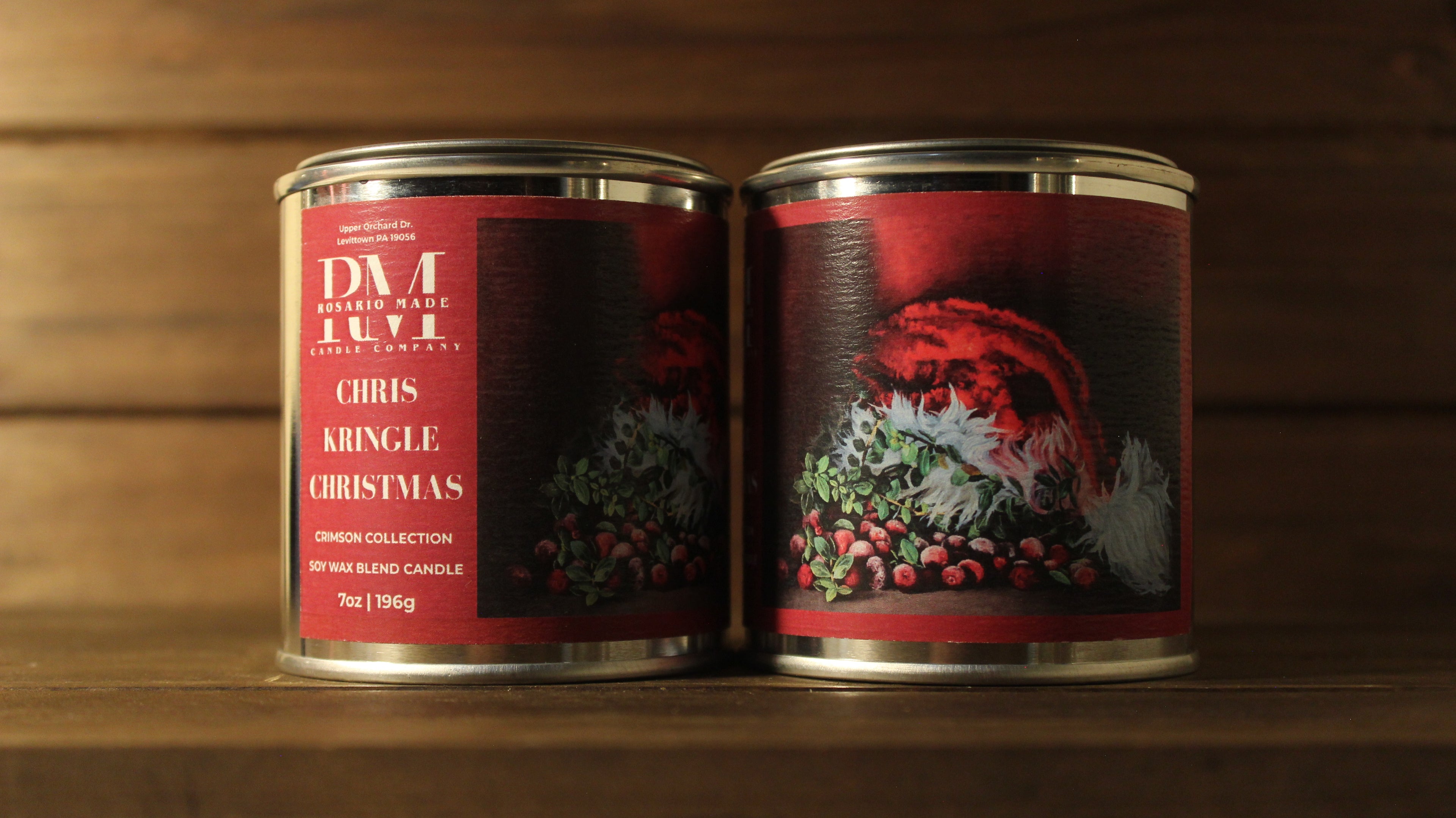 Spiced Cranberry scented candle in a rustic metal tin