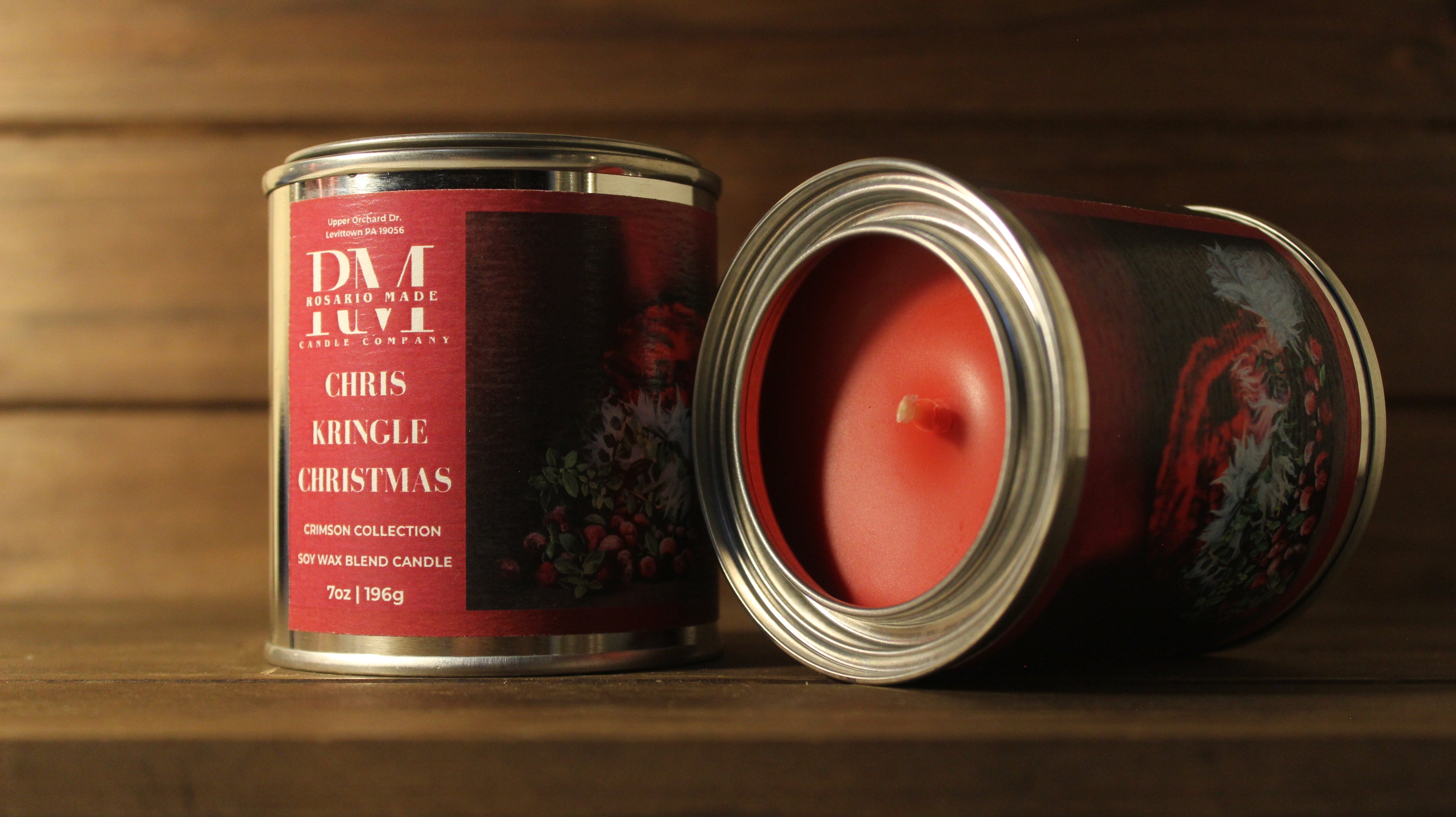 Spiced Cranberry scented candle in rustic metal tin