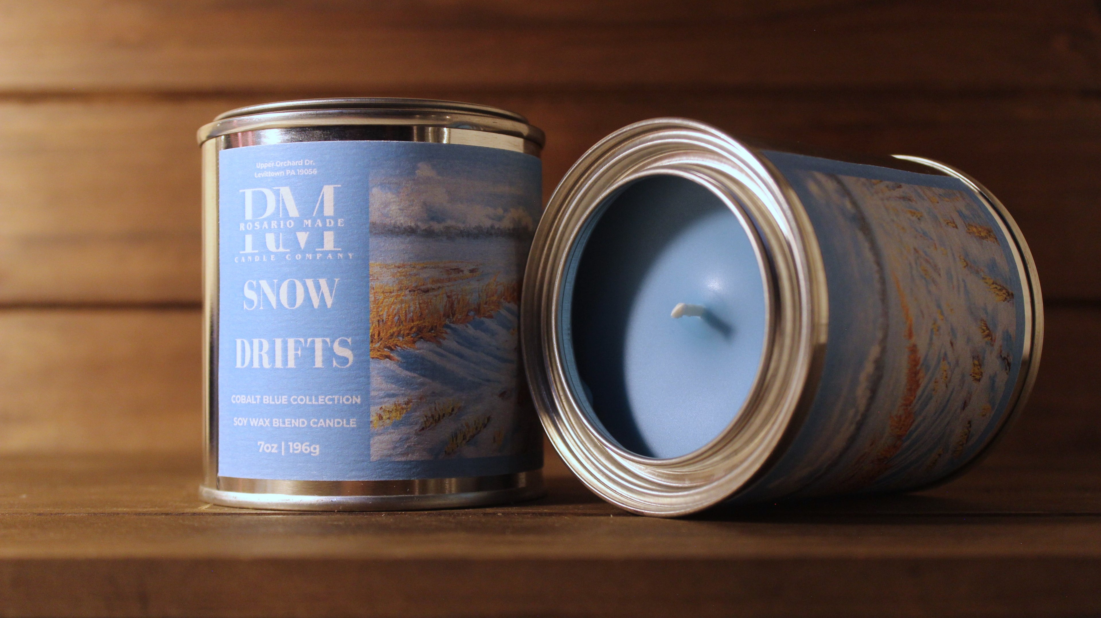 Eucalyptus and Juniper scented candle in a rustic metal tin